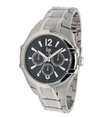 Lip Style Analogue Quartz 1038222 Silver Steel Strap Black Dial
