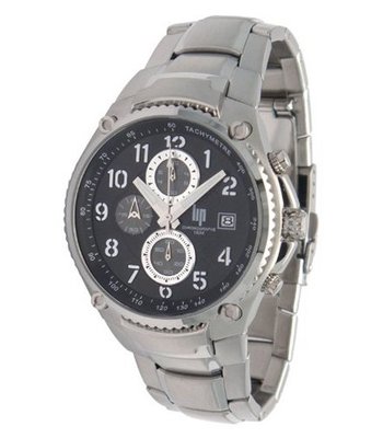 Lip Style Analogue Quartz 10513612 Silver Steel Strap Black Dial