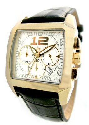 Lip Style Analogue Quartz 1059422 Brown Leather Strap White Dial