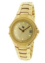 Lip Style Analogue Quartz 10830132 Silver Steel Strap Golden Dial