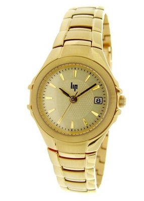 Lip Style Analogue Quartz 10830132 Silver Steel Strap Golden Dial