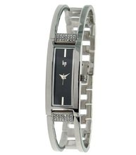 Lip Style Analogue Quartz 10836512 Silver Coloured Brass Bracelet Black Dial