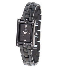 Lip Style Analogue Quartz 10838922 Black Steel Bracelet Black Dial