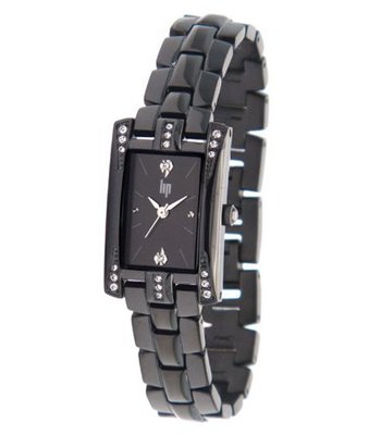 Lip Style Analogue Quartz 10838922 Black Steel Bracelet Black Dial