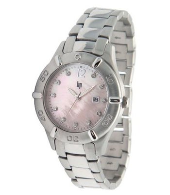 Lip Style Analogue Quartz 10839312 Silver Steel Bracelet Pink Dial