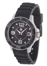 Lip Style Ladies Quartz 10911342 with Stones Set Dial and Black Plastic Strap