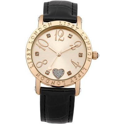 Lipsy LP113 Ladies Rose Gold and Black