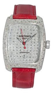 Locman Alum Ladies Diamond Pave Dial Red Strap 488DCDC