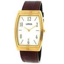 Lorus  Classic Calendar Gold-Tone Case Brown Leather Band SALE