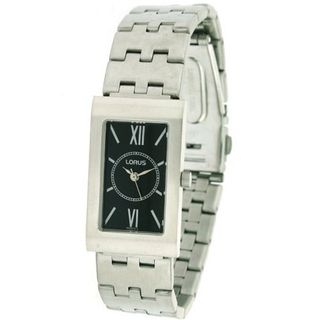 Lorus Ladies Black Dial Silver Tone