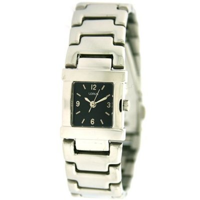 Lorus Square Silver Tone Black Dial RRS89CX9