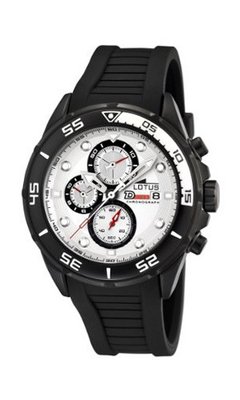 Lotus ALARM CHRONO L15678/1 Black Resin Quartz with White Dial
