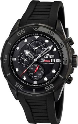 Lotus L15678/3 Black Polyurethane Quartz with Black Dial