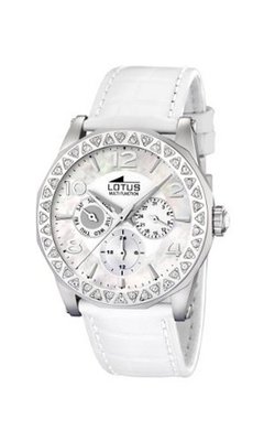 Lotus L15684/1 White Leather Quartz with White Dial