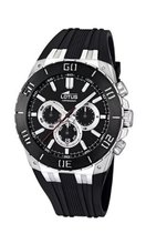 Lotus R Quartz with Black Dial Chronograph Display and Black Rubber Strap 15801/3