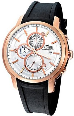 Lotus VULCANO L9990/1 Black Polyurethane Quartz with White Dial