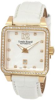Louis Erard 20700OS34.BACS7 Emotion Square Automatic Rose Gold Alligater Leather Diamond