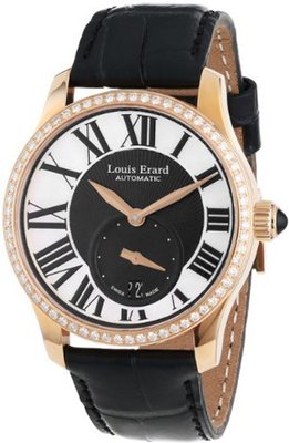 Louis Erard 92602OS02.BACS6 Emotion Automatic Rose Gold Black Alligater Leather Diamond
