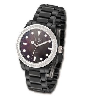 Ltd Ladies Black Ceramic 030623 With A Stone Set Bezel And Indexes With White Ceramic Bracelet Limited Edition