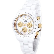 LTD LTD-020610 Unisex Ceramic Chronograph Gold White