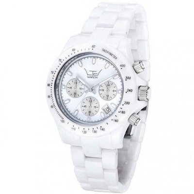 LTD LTD-020611 Unisex Ceramic Chronograph White Dial And Strap