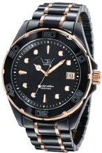 LTD Unisex Ceramic Limited Edition Analogue 31703 with Black Ceramic Case And Bracelet With Rose Gold Highlights