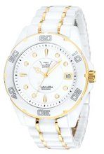 LTD Unisex Limited Edition Ceramic Range 3-Hand Date LTD 021702 With White Ceramic Case And Braceleet In Ip Gold Essence And Sapphire Lens