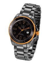 LTD Unisex LTD-031803 Ceramic Diver Black Ceramic With Orange Aluminium Anodized Plated Bezel