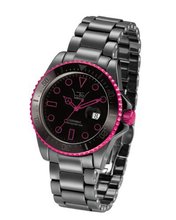 LTD Unisex LTD-031805 Ceramic Diver Black Ceramic With Hot Pink Aluminium Anodized Plated Bezel