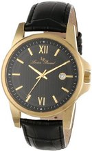 Lucien Piccard 10048-YG-01 Breithorn Black Textured Dial Black Leather