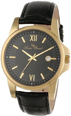 Lucien Piccard 10048-YG-01 Breithorn Black Textured Dial Black Leather