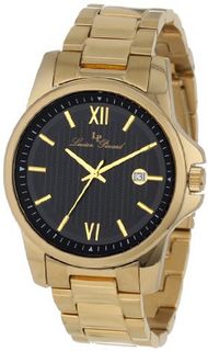 Lucien Piccard 10048-YG-11 Breithorn Black Textured Dial Gold Ion-Plated Stainless Steel