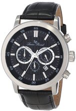 Lucien Piccard 12011-01 Monte Viso Chronograph Black Textured Dial Black Leather