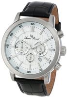 Lucien Piccard 12011-02S Monte Viso Chronograph White Textured Dial Black Leather Band