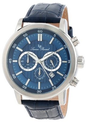 Lucien Piccard 12011-03 Monte Viso Chronograph Dark Blue Textured Dial Dark Blue Leather Band