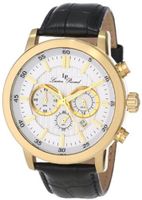 Lucien Piccard 12011-YG-02S Monte Viso Chronograph White Textured Dial Black Leather