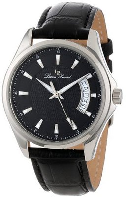 Lucien Piccard 98660-01 Excalibur Black Textured Dial Black Leather