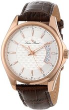Lucien Piccard 98660-RG-02S Excalibur Silver Textured Dial Brown Leather