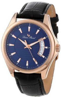 Lucien Piccard 98660-RG-03 Excalibur Blue Textured Dial Black Leather
