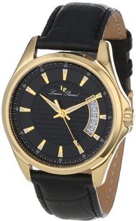 Lucien Piccard 98660-YG-01 Excalibur Black Textured Dial Black Leather