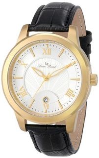 Lucien Piccard LP-10046-YG-02S White Textured Dial Black Leather