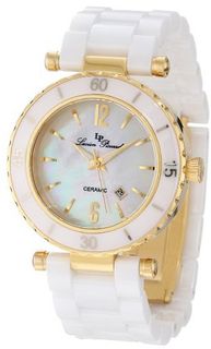 Lucien Piccard LP-10222-WWGA La Tournette White/Gold-Tone Mother of Pearl Dial Ceramic