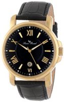 Lucien Piccard LP-12358-YG-01 Cilindro Black Textured Dial Black Leather