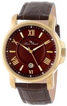 Lucien Piccard LP-12358-YG-04 Cilindro Brown Textured Dial Brown Leather