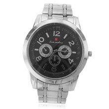 Luis Cardini Ninw-9 Modern Chronograph Dial Analog Brushed Stainless St...