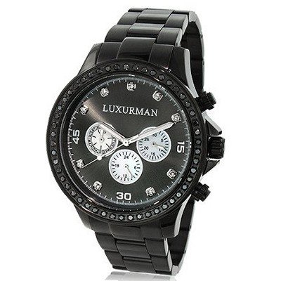 2 Carat Black Diamond Bezel for  by Luxurman