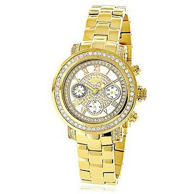 Diamond Yellow Gold Plated Luxurman Montana White Mop 2ct