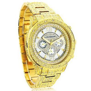 Iced Out Luxurman with Diamond Band 1.25ct Yellow Gold