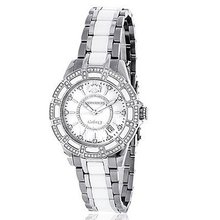 Ladies Diamond es: Luxurman White Ceramic 1.25ct MOP Galaxy