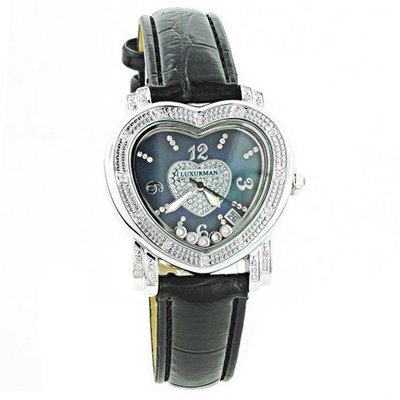 Ladies Floating Diamond Luxurman Blue Heart